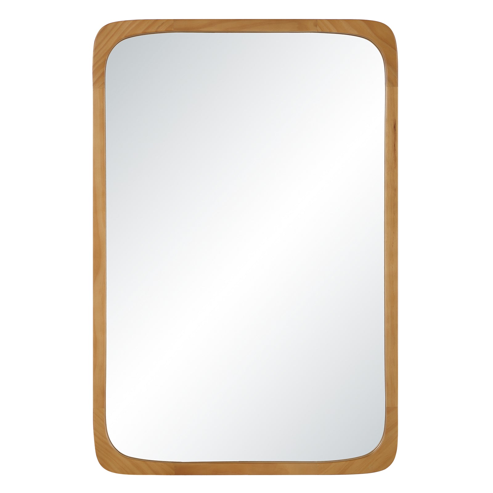 Scisto mirror with a rounded wooden frame and reflective surface, front view.