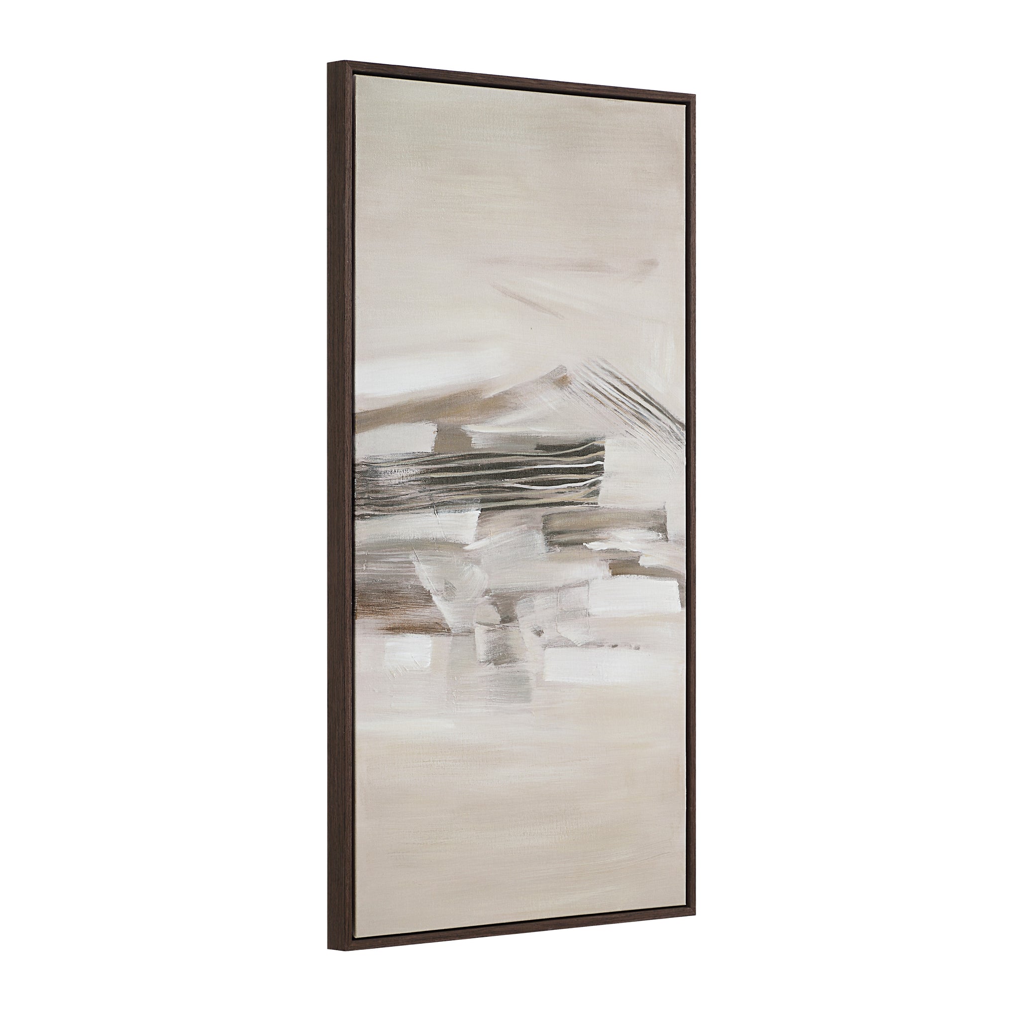 Lux canvas art featuring abstract beige and gray tones with textured brush strokes