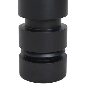 Talpa end table by Renwil, black color, showcasing a stacked cylindrical base with smooth contours.