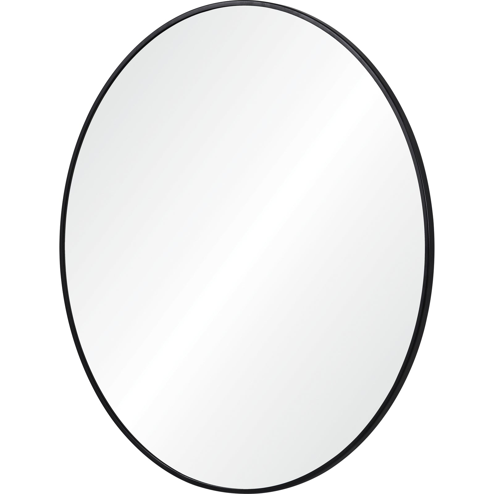 Claribel Wall Mirror with a round shape and black frame, featuring a reflective surface.