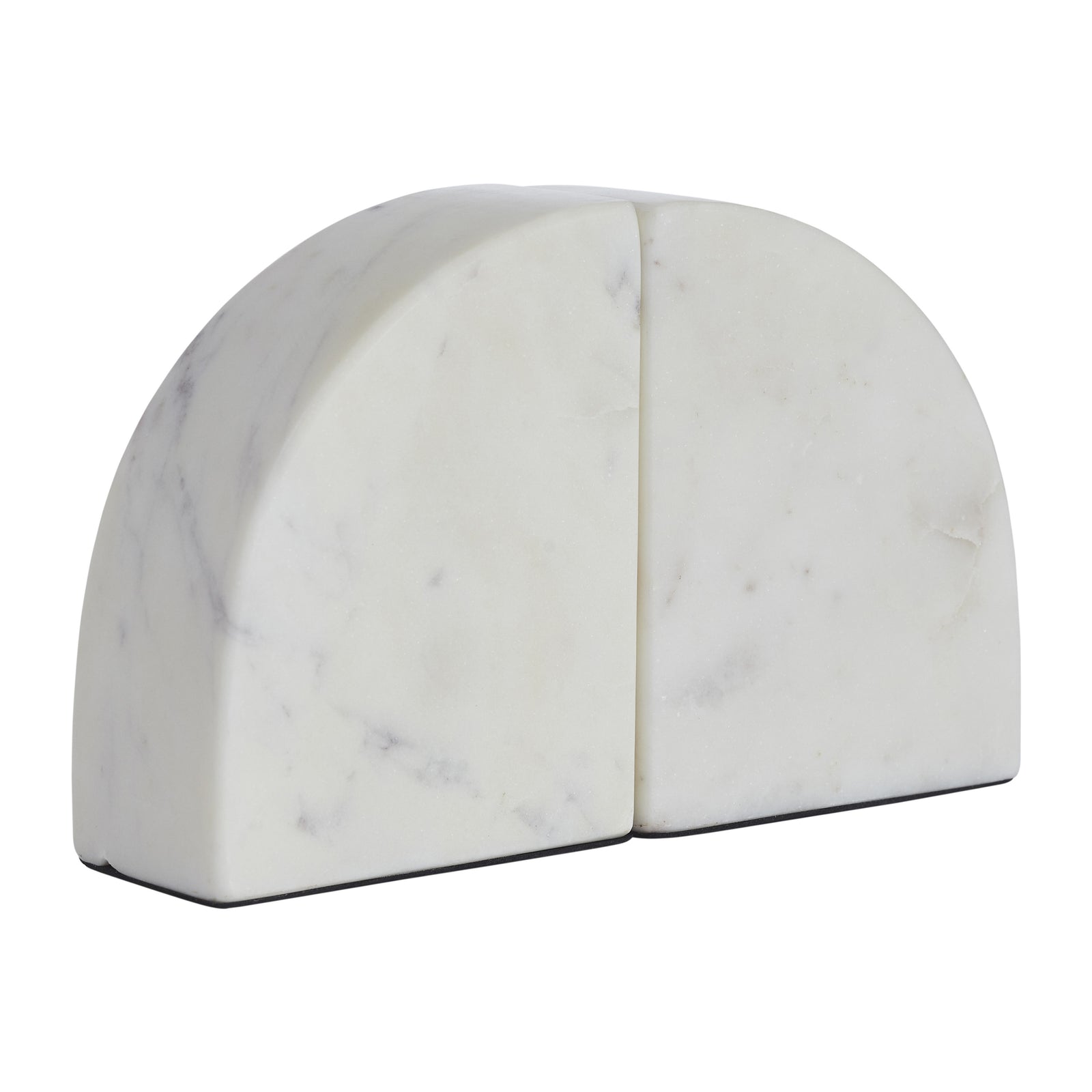 Carvella Bookends in Banswara Marble, featuring a smooth, curved design in light marble.