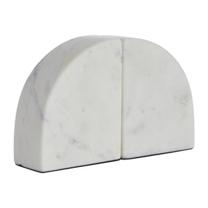 Carvella Bookends in Banswara Marble, showcasing a rounded top view with a polished finish.