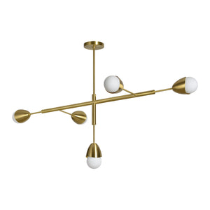 Naura Ceiling Fixture showcasing a modern design with gold finish and white glass globes