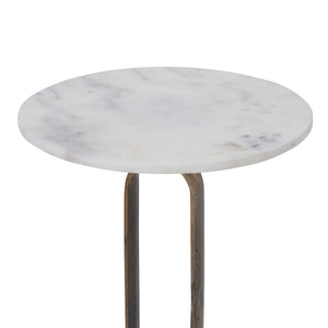 Top view of Irene Side Table featuring a smooth round white marble surface