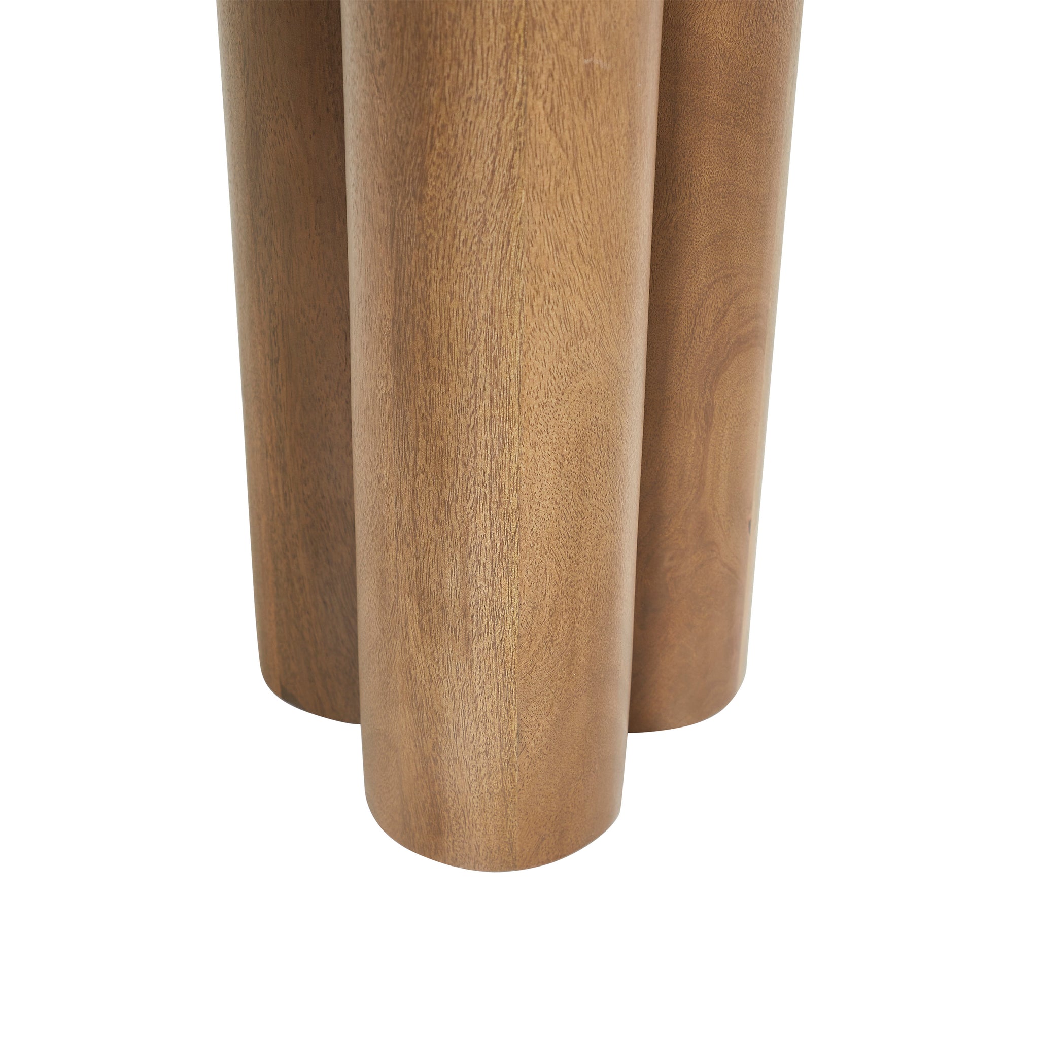 Ramona Console Table wooden legs in a warm brown finish, showcasing a smooth texture and rounded design.