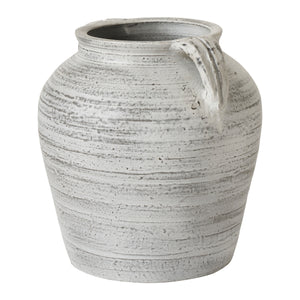 Blanco vase by Renwil in gray ceramic with a slight drip detail on the rim