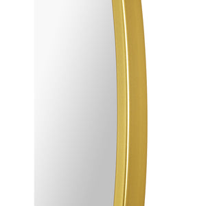 Fragoso Wall Mirror with a curved gold frame and a reflective surface, showcasing a modern design.