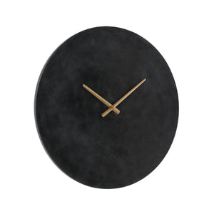 Darnay Wall Clock featuring a sleek black face and gold hour and minute hands.