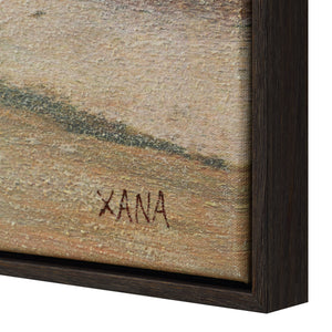 Close-up of Cresta canvas art by Renwil showing the signature 'XANA' and textured surface detail.