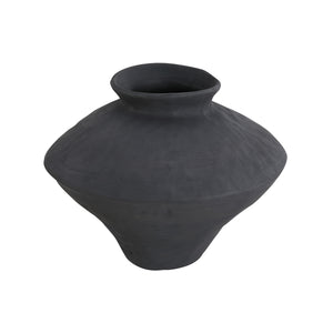 Mills vase by Renwil, black ceramic with smooth surface and wide base