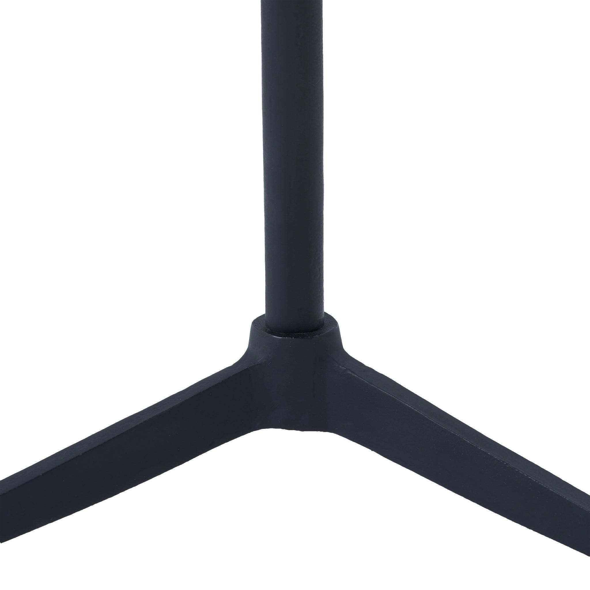 Barker Side Table highlighting the black metal tripod base from a low angle.