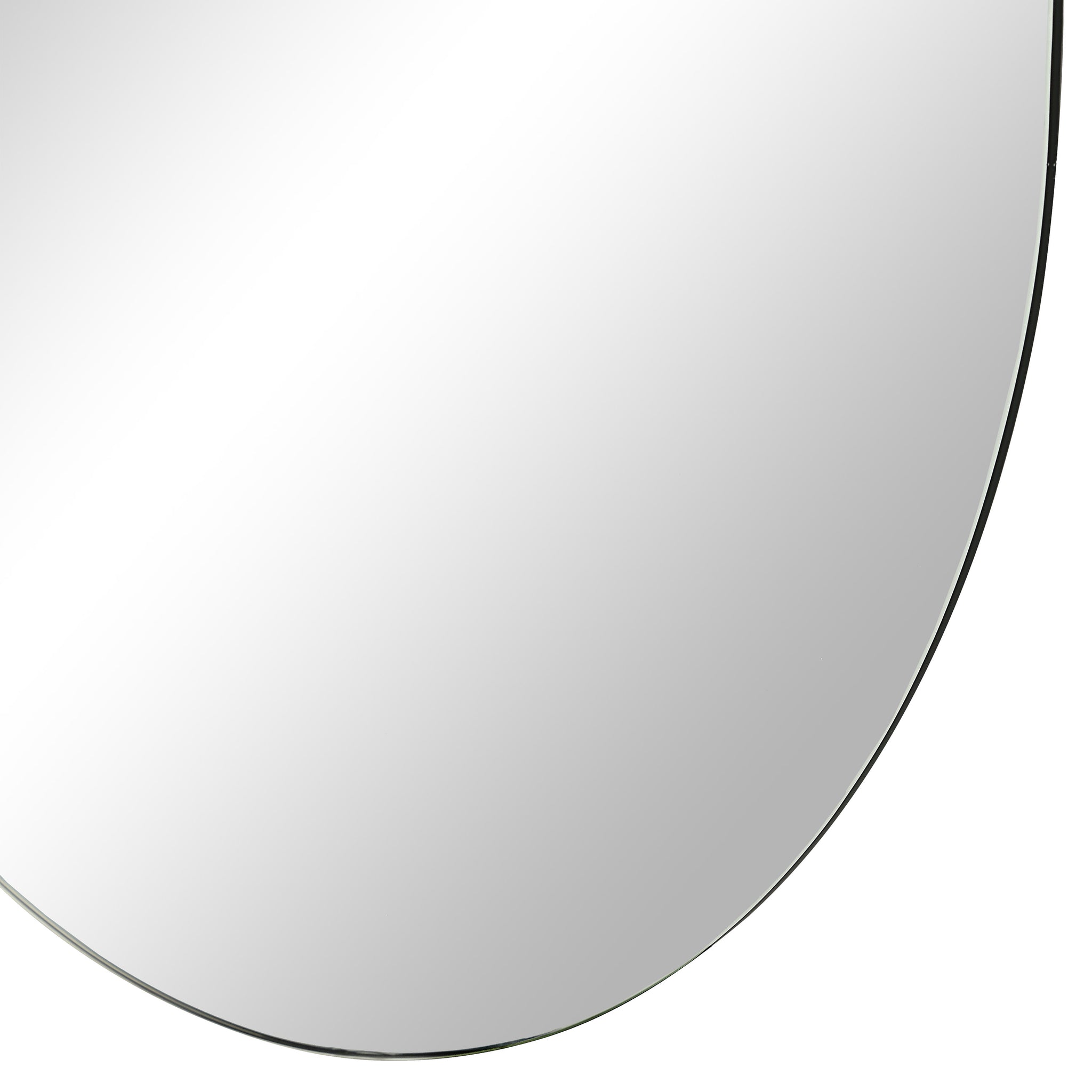 Close-up of Kastelli mirror edge showing smooth finish and rounded corners.