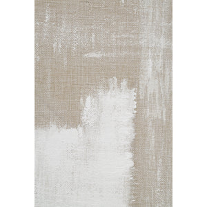 Close-up view of Quatro canvas art with textured beige background and white brush strokes.