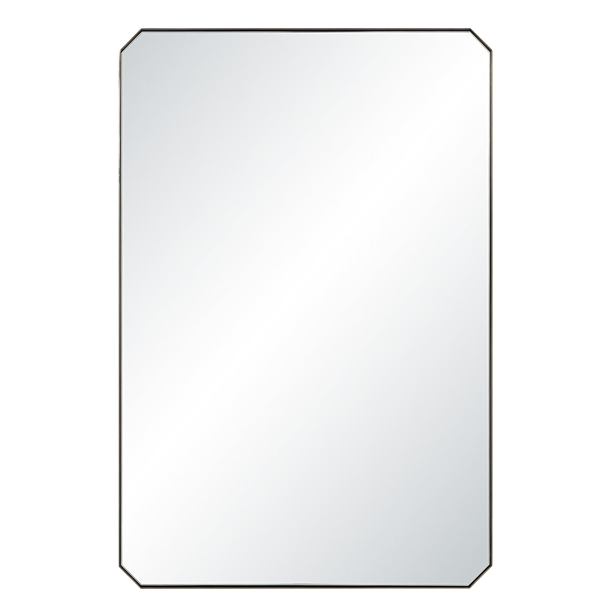 Nate mirror by Renwil, rectangular shape with octagonal corners, silver frame.