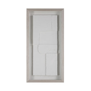 Arches wall art by Renwil displayed vertically with a light wood frame and white textured design