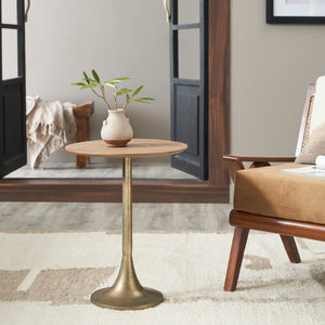 Sparta Accent Table styled with a vase and plant, set in a modern living room.