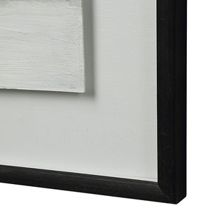 Tangelo wall art featuring a textured white panel with a black frame