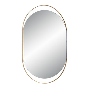 Ecru Wall Mirror featuring an elegant oval design with a gold metal border.