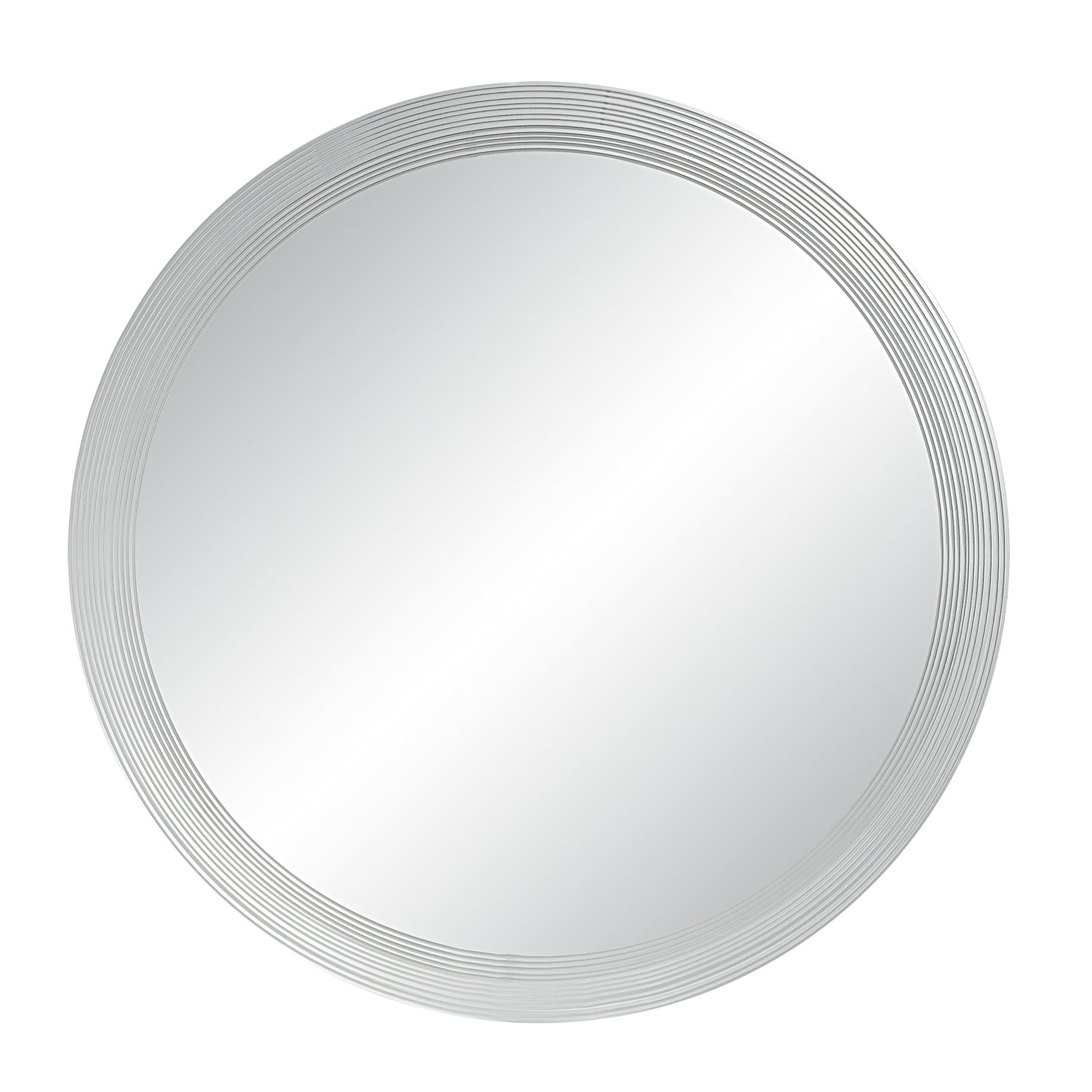 Osorno Wall Mirror with a round shape and textured silver frame