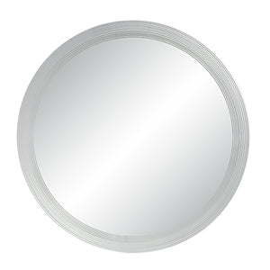 Osorno Wall Mirror with a round shape and textured silver frame