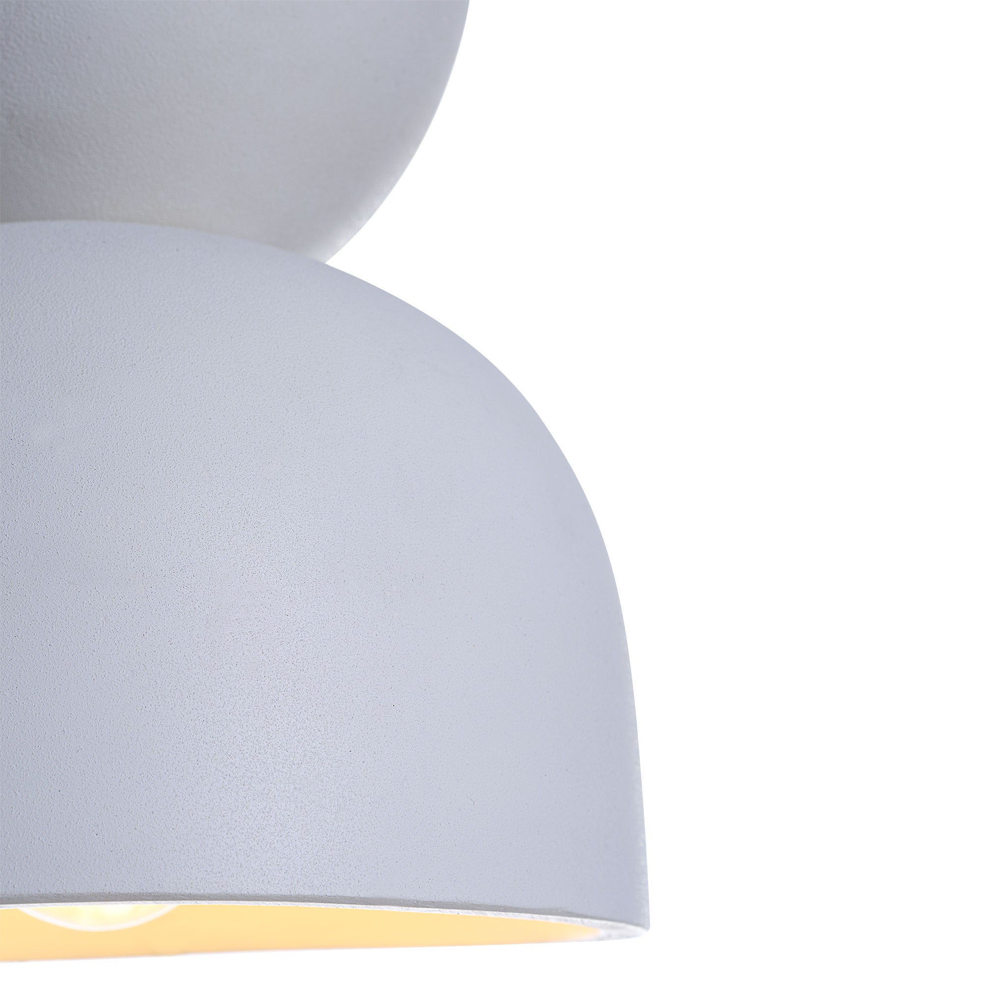 Kala Ceiling Fixture in textured gray finish, featuring a rounded design with a warm light glow.