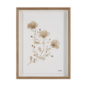 Madalena wall art displaying a delicate floral arrangement in soft browns, framed elegantly.