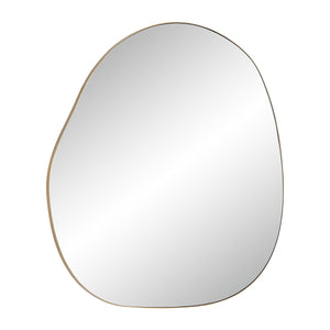 Peony Wall Mirror showcasing a smooth, organic design with a gold border, reflecting light.