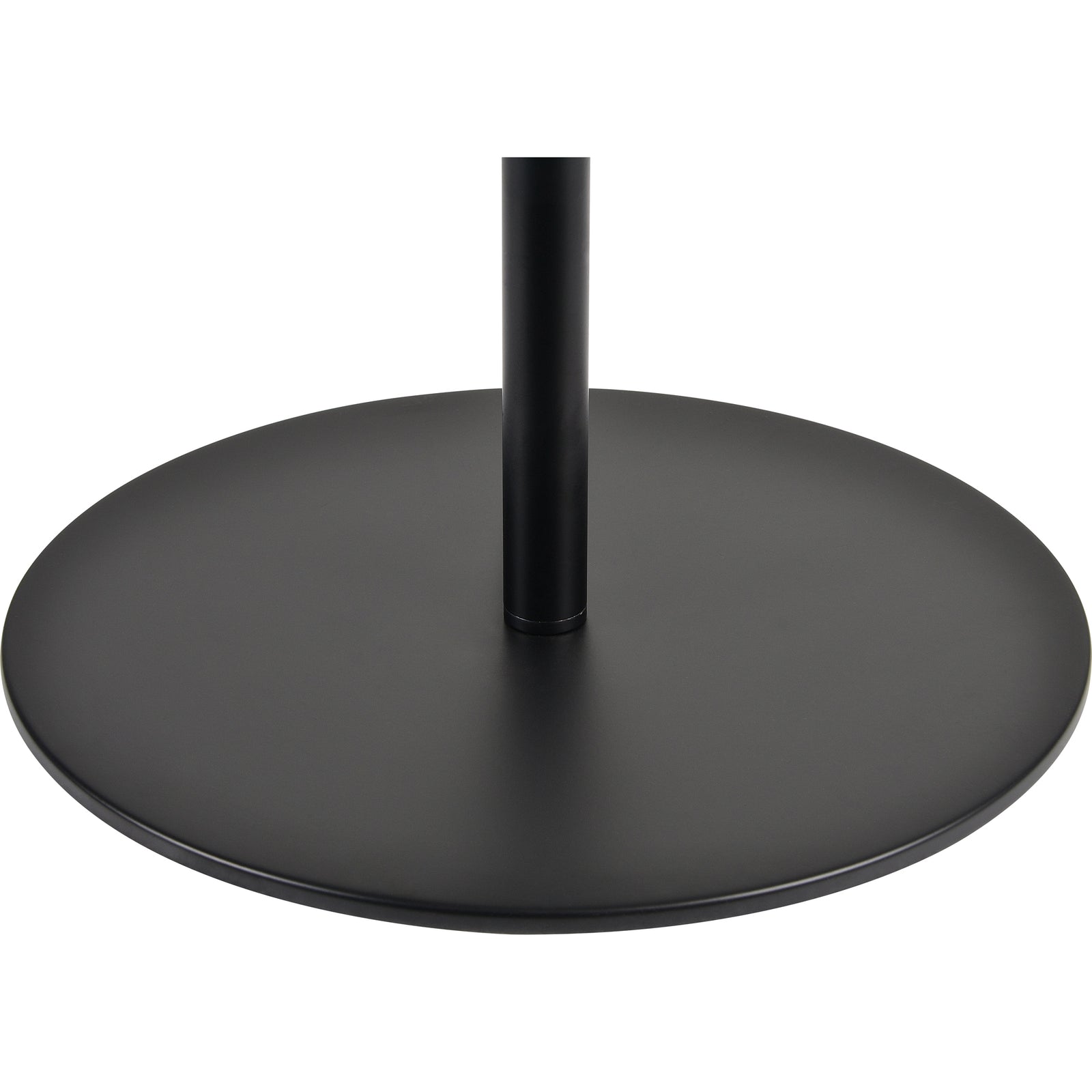 Nevin Floor Lamp with a white shade and black metal base, standing upright.