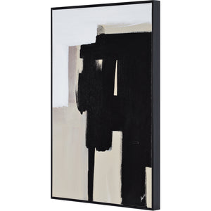 Telesto Canvas Art with a side view, highlighting black and beige abstract elements.