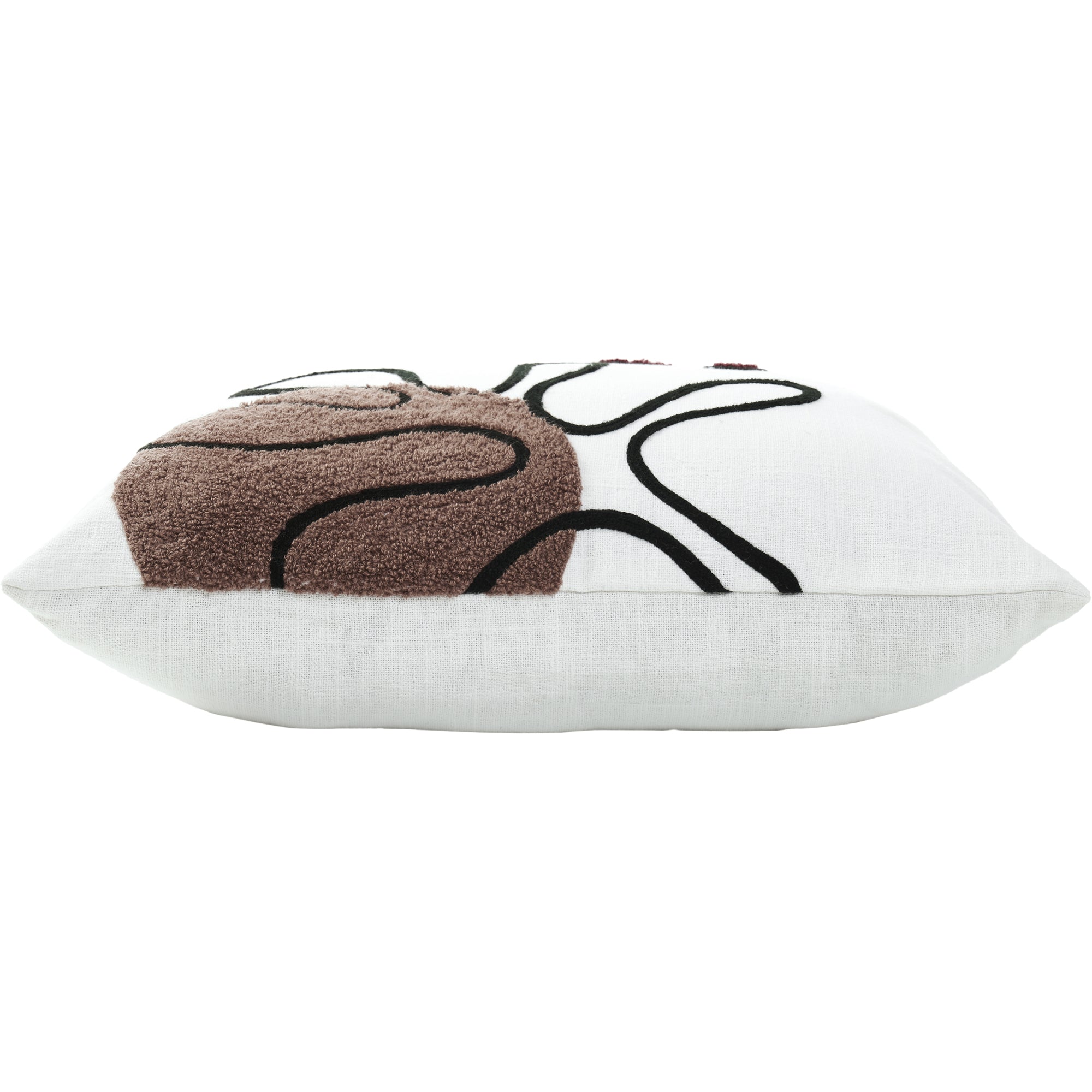 Side view of Erin Indoor Pillow showcasing its plush design and patterns