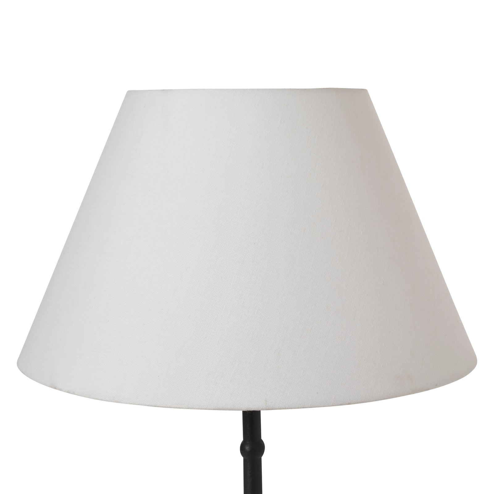 Kalista Table Lamp with a white fabric shade and black metal base