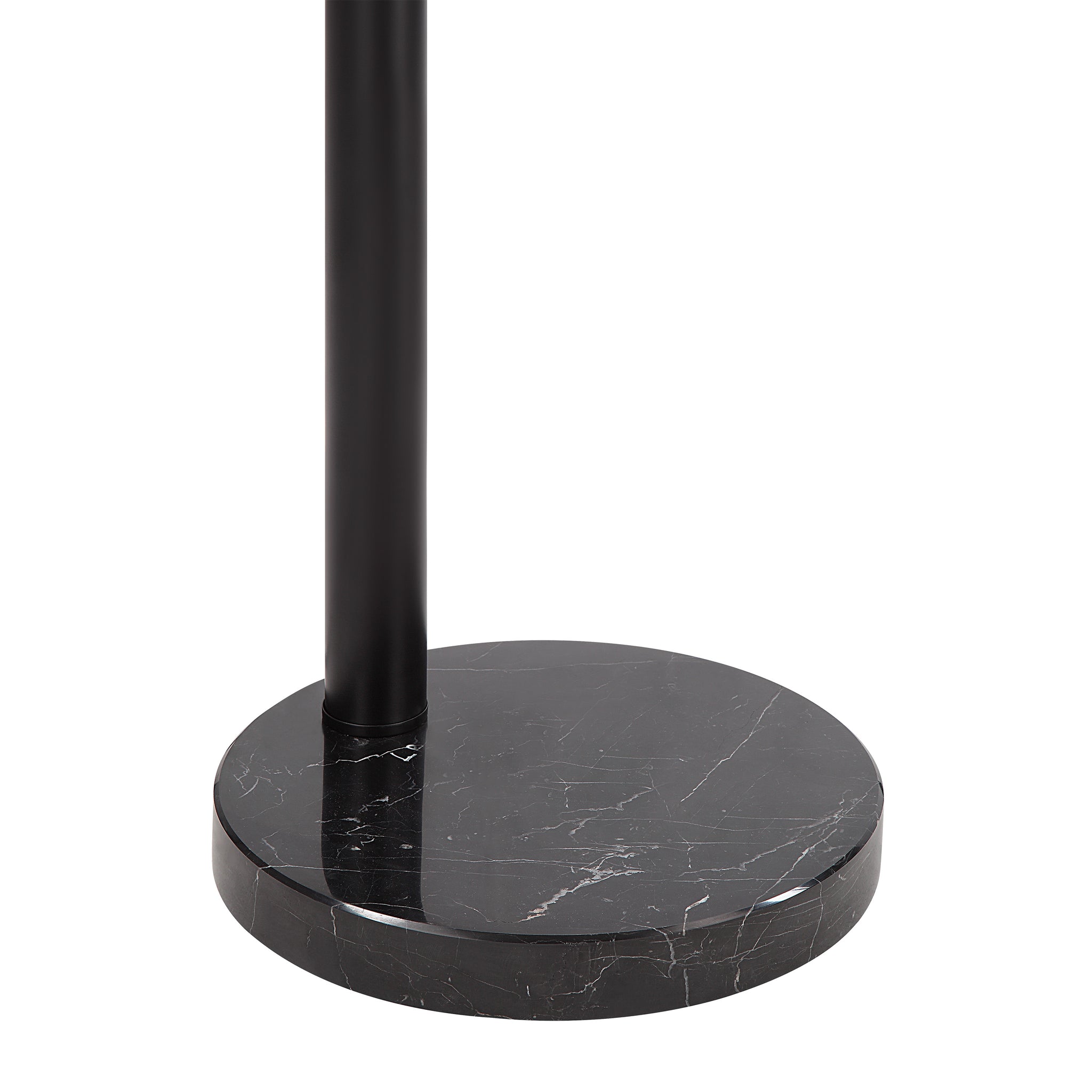 Close-up of the Folia Floor Lamp's black marble base and pole.