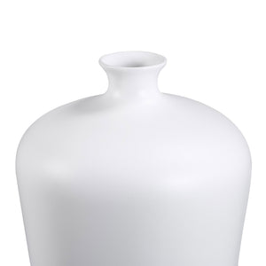 Alfano Vase by Renwil, white vase featuring a smooth surface and narrow neck