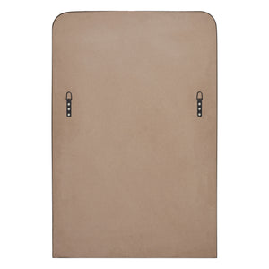 Jackline mirror back view, featuring a smooth brown surface with black hanging hardware.