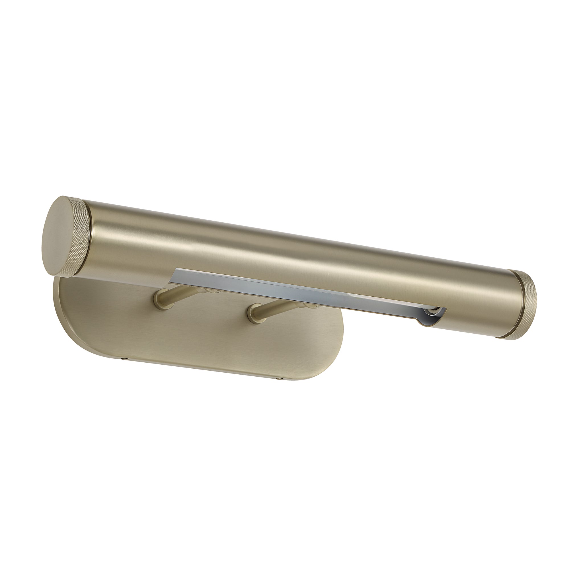 Opale wall sconce in brushed brass finish, featuring a cylindrical design and sleek metal base.