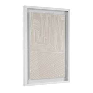 Marlon wall art featuring a beige abstract design with white lines, framed in white.