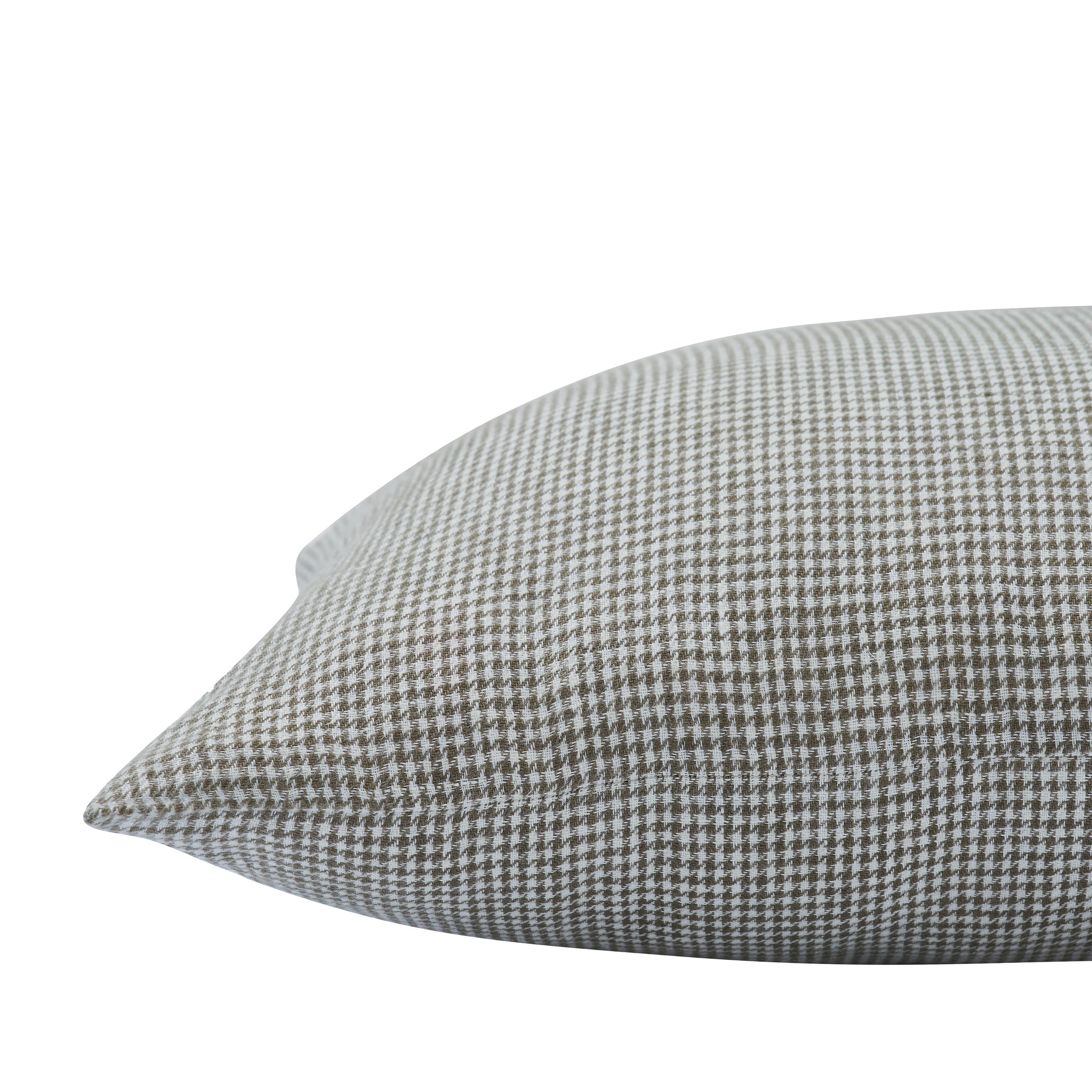 Side view of Giverny Indoor Pillow highlighting the textured black and white check fabric.