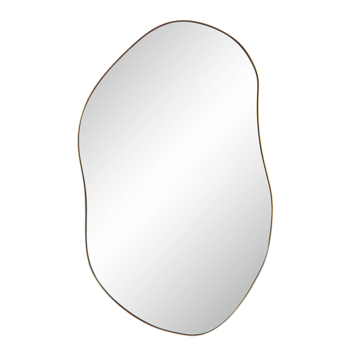 Noria Wall Mirror with an organic shape and a thin brown frame
