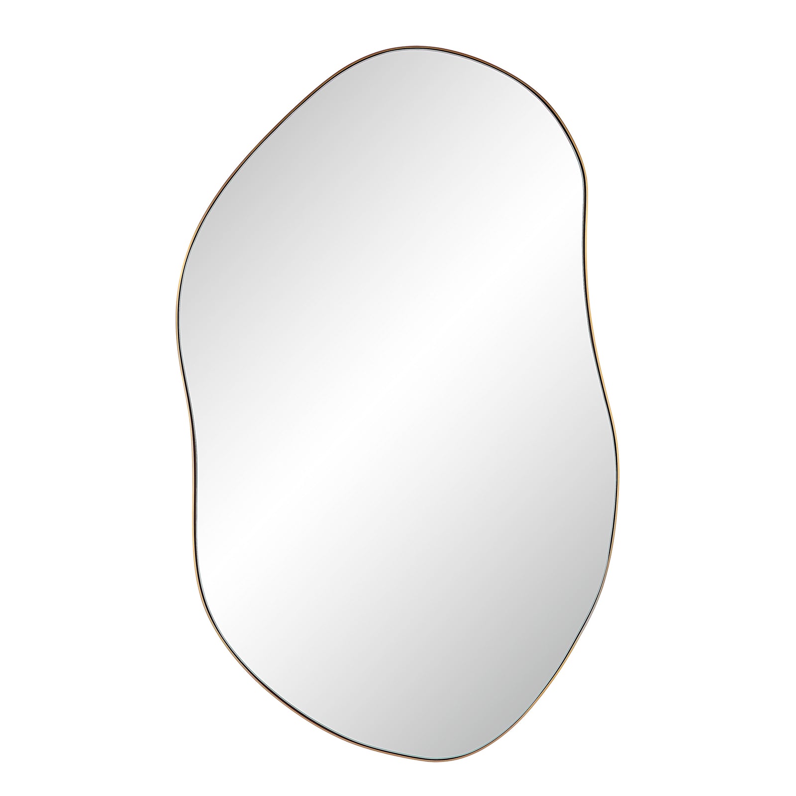 Noria Wall Mirror with an organic shape and a thin brown frame