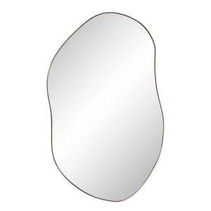 Noria Wall Mirror with an organic shape and a thin brown frame