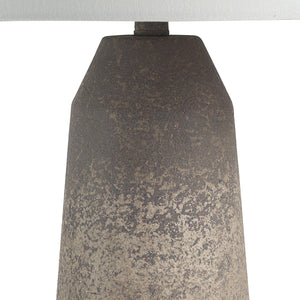 Close-up of Limon Table Lamp base, showcasing its textured brown finish.