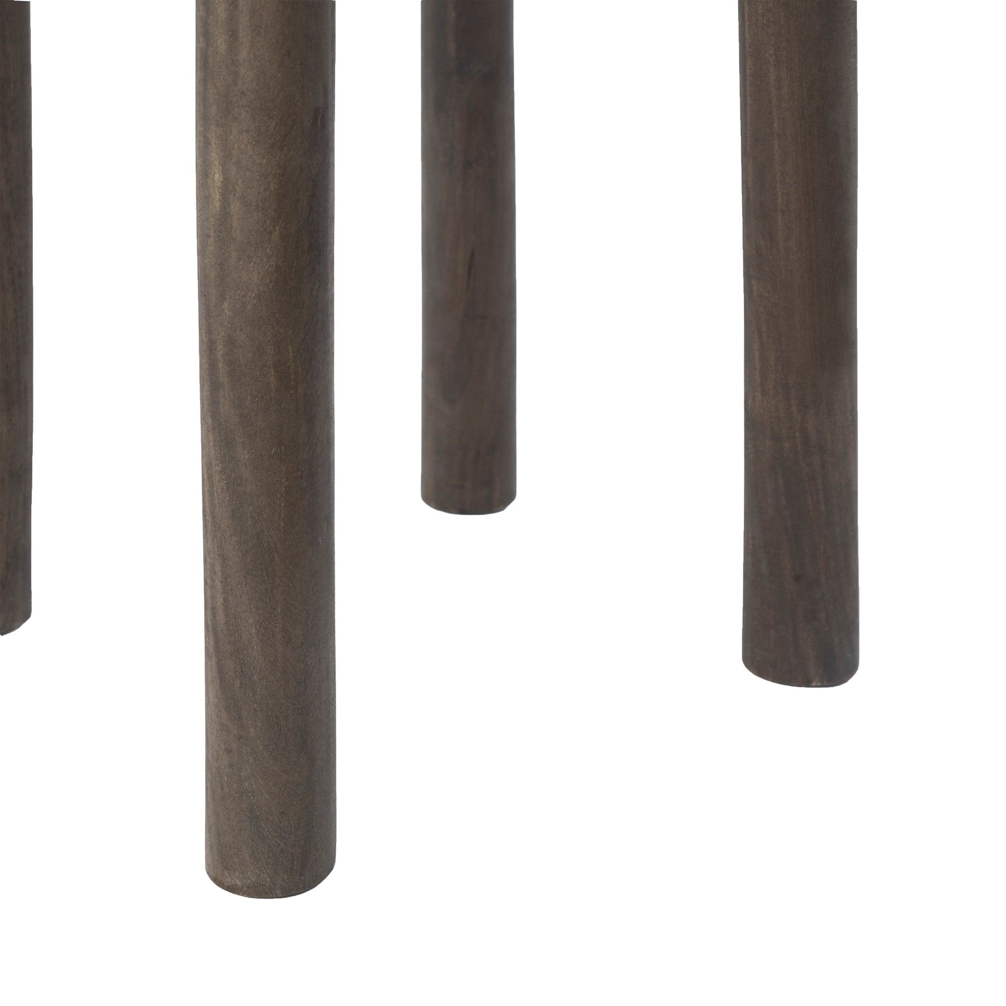 Cetus accent table with dark wooden legs, showcasing a close-up of the leg design.