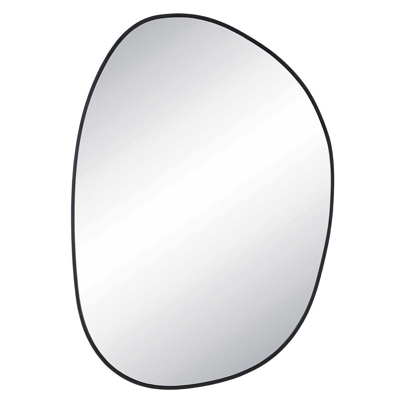 Bozeman Wall Mirror with an organic shape and a sleek black frame.
