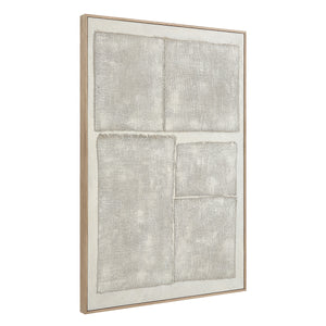 Picardy canvas art viewed from the side, showcasing four gray textured panels.