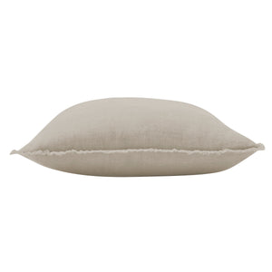 Side view of Ignatia Indoor Pillow in light beige, showing its soft, flat design.