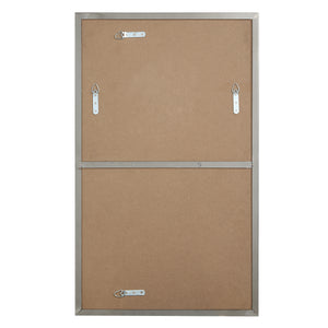 Back view of Spili mirror by Renwil, featuring a brown backing and metal hardware