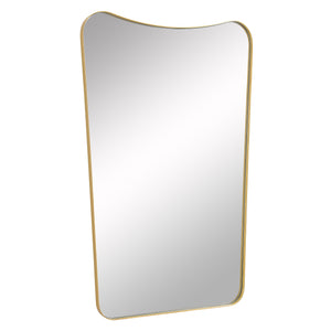 Artesia Wall Mirror featuring a gold frame and smooth edges, angled view.