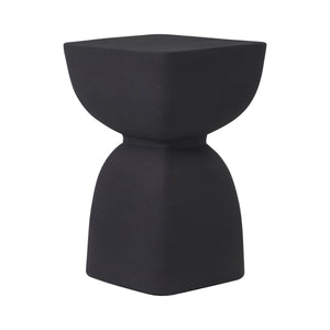 Frans Outdoor Side Table in black, showcasing a square top and hourglass design.