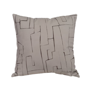 Sarno pillow with abstract geometric pattern in beige and brown tones.