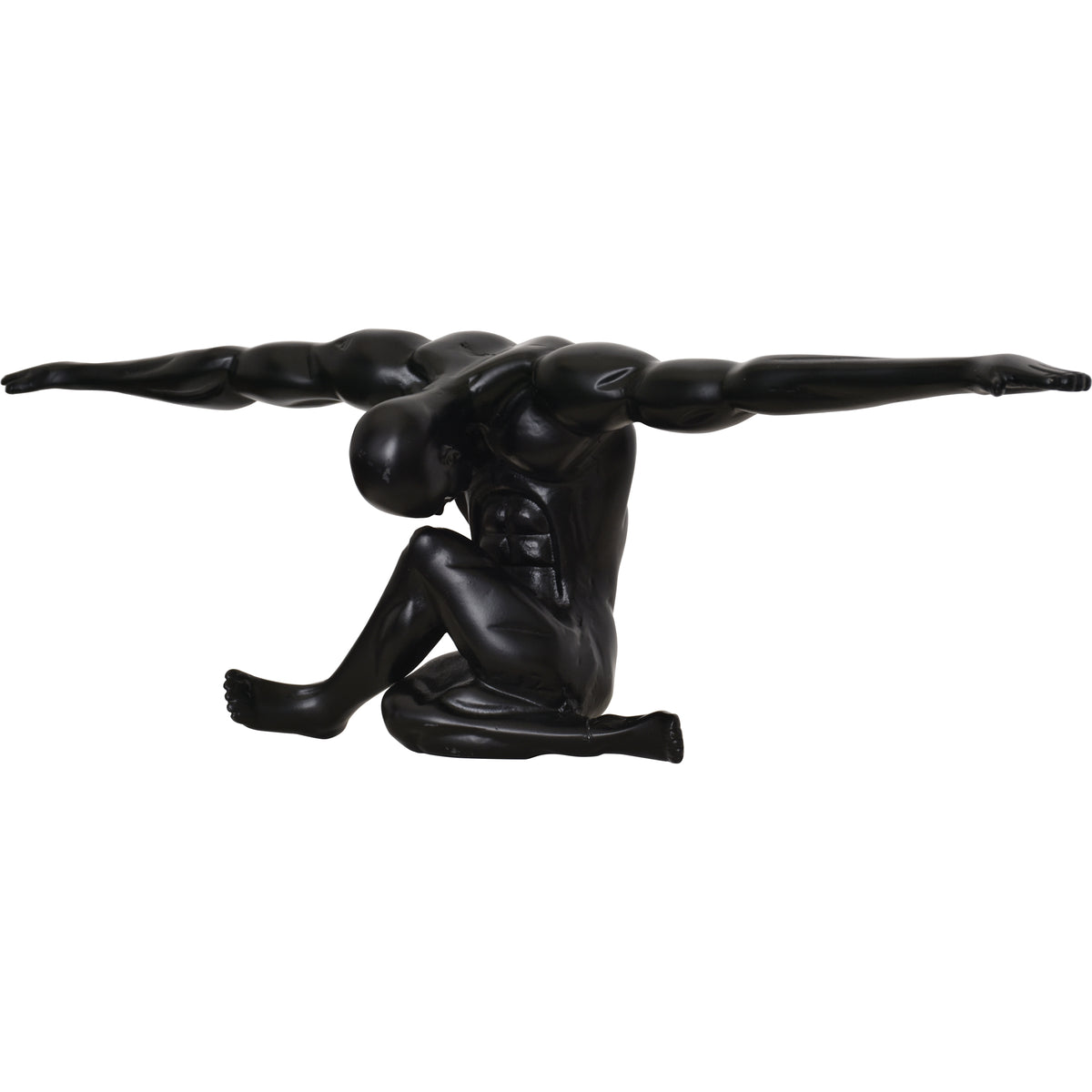 Mortal Statue by Renwil, black wall art depicting a muscular figure in a dynamic pose.